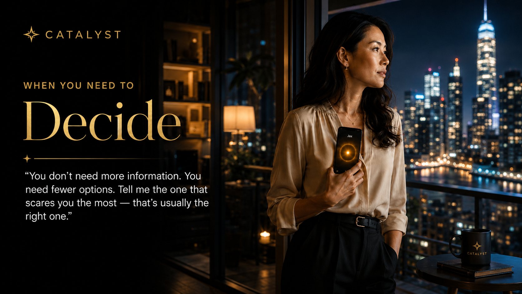 When you need to decide — Jax helps you think through the tradeoffs